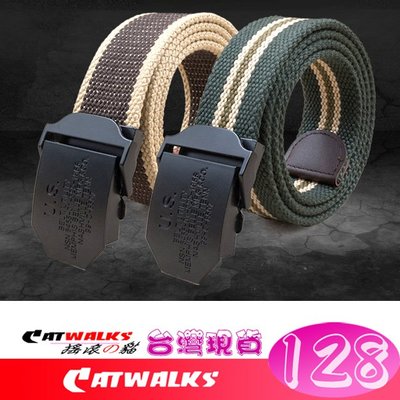 台灣現貨 Catwalk's- 軍規風黑色美軍兵籍卡立體金屬扣加厚帆布腰帶 15色