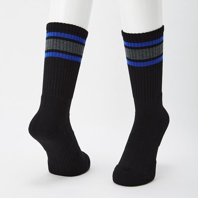 uniqlo 男裝 絨面條紋長襪 深藍色條紋 透氣 材質極舒服 男女皆可穿 單雙限量特價:99元 購買6雙可享免運費