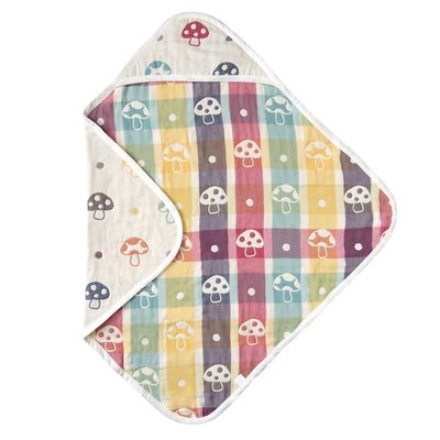 日本正品 Hoppetta 六層紗蘑菇包巾(方型)《現貨～》可做新生兒包巾或攜帶小被！