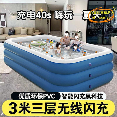 【優選】充氣泳池遊泳池兒童家用大型加厚摺疊大號戶外寶寶水池海洋球池
