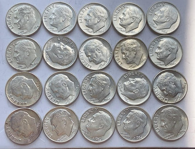 美國羅斯福10分銀幣1964年