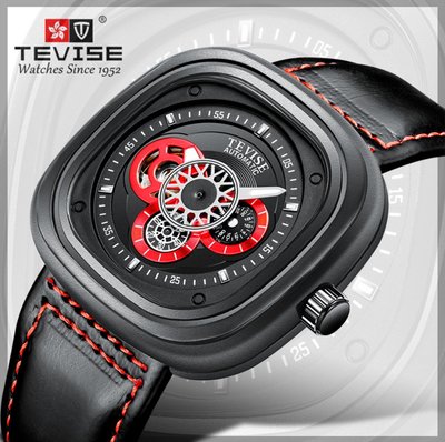 【潮裡潮氣】瑞士TEVISE特威斯新款機械表皮帶爆款男士手錶分針夜光全自動機械男手錶T843A