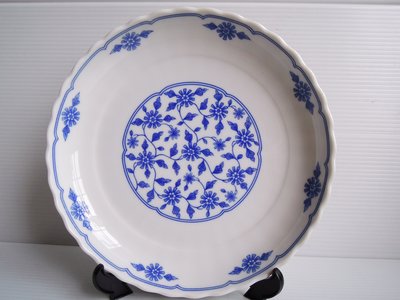 日式 精緻陶瓷圓盤 日本 精美藍色小花瓷盤 餐盤 青花精緻圓盤
