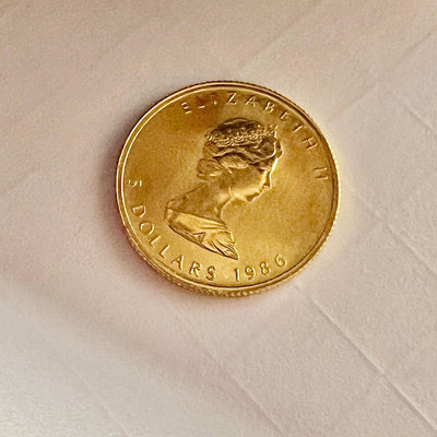 1986 加拿大楓葉金幣 1/10盎司 女王年輕頭像 適合鑲
