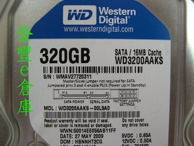 【登豐e倉庫】 TF484  WD3200AAKS-00L9A0 320G SATA2 硬碟