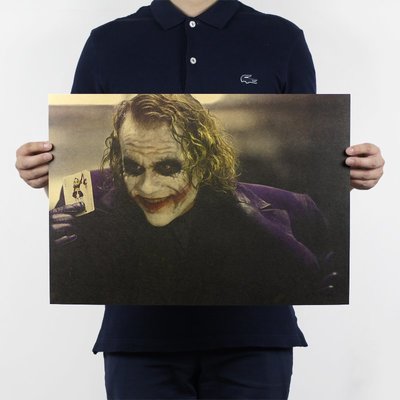 黑暗騎士蝙蝠俠小丑驚悚恐怖電影牛皮紙海報墻壁裝飾貼畫~熱銷