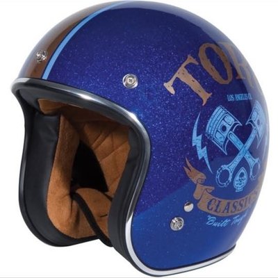 (I LOVE樂多)美牌TORC T50 PISTON HEAD 活塞舊化打印 亮片藍 4/3安全帽