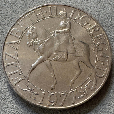 【硬幣】英國1977年伊麗莎白女王登基25周年25便士紀念幣