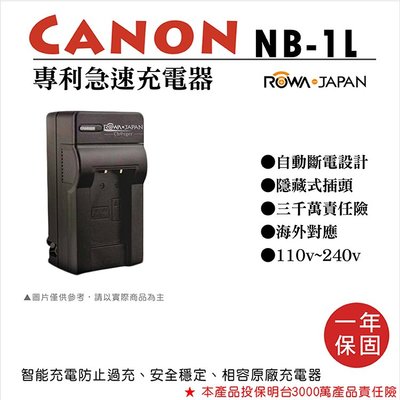 御彩數位@樂華 CANON NB-1L 專利快速充電器 NB1L 副廠座充 1年保固 S500 IXUS 500 S10