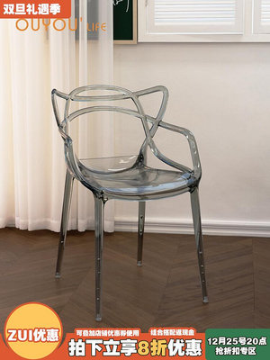 OUYOULIFE透明椅子ins亞克力餐椅家用靠背水晶凳子簡約塑料椅