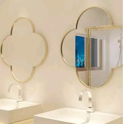 北歐鐵藝梅花鏡浴室鏡子梳妝鏡化妝壁掛鏡全身穿衣鏡玄關鏡壁飾鏡-雙喜生活館
