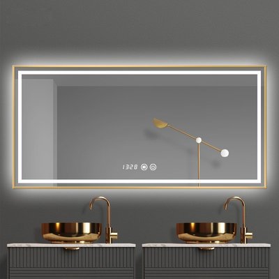 【熱賣精選】 浴室鏡子黑框 led防霧帶燈衛壁掛防爆洗手間觸摸屏智能衛生間鏡子