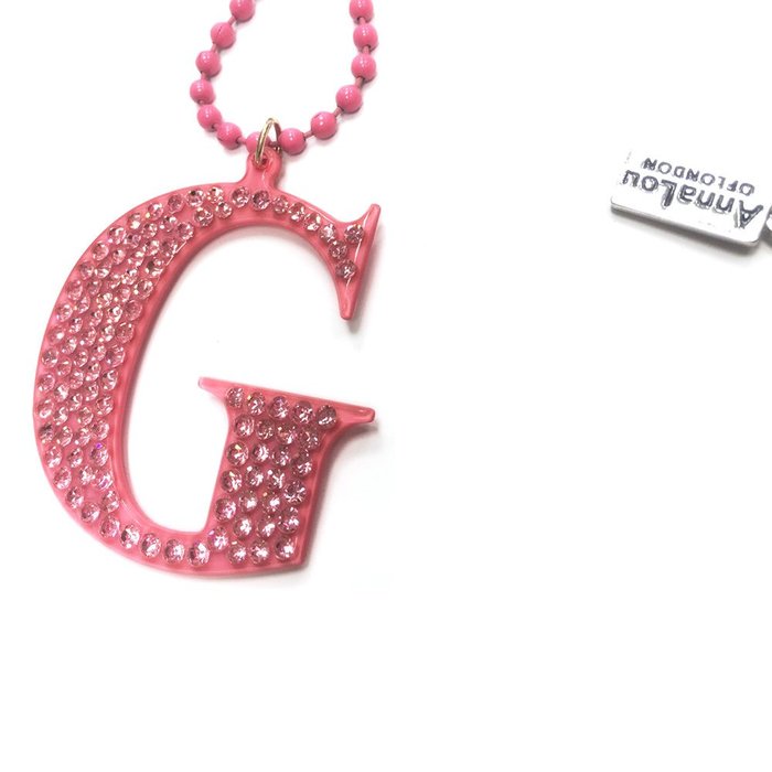 Anna Lou Of London 台北ShopSmart直營店  倫敦品牌 水晶字母項鍊 G 粉紅色