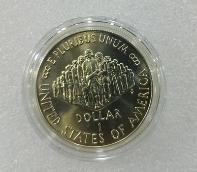 美國獲獎幣1987年憲法200周年紀念銀幣，原盒原證書，品相