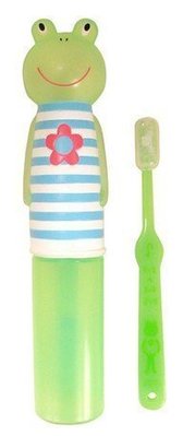 ❃小太陽的微笑❃日本進口 可愛青蛙牙刷 造型附收納盒 牙刷組