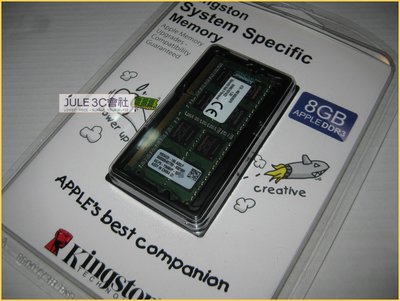 JULE 3C會社-金士頓 雙面 DDR3 1600 8G 8GB KTA-MB1600/8GFR 盒裝/筆電 記憶體