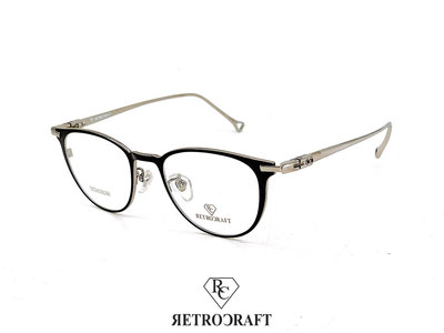 【本閣】RETROCRAFT RC1052 義大利製手工眼鏡黑銀色圓框 純鈦鏡身 thom chrome dita