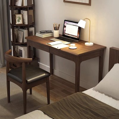 實木書桌現代簡約電腦桌臥室家用長方形學生寫字桌椅宿舍辦公桌子