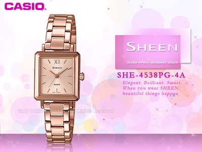 CASIO 卡西歐 手錶專賣店 國隆 SHE-4538PG-4A SHEEN 女錶 藍寶石水晶 SHE-4538PG