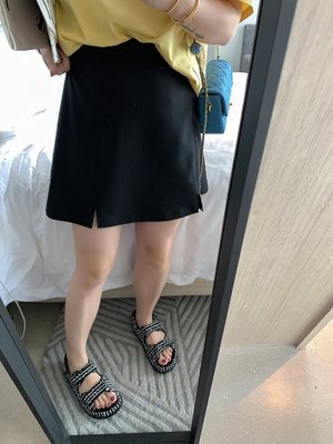 【熱賣精選】NAZ那子大碼2022夏裝新款開叉性感高腰半身裙胖mm黑色設計感短裙特價