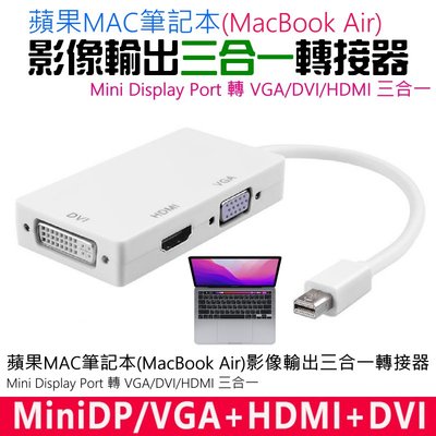 【台灣現貨】Mini Display Port轉VGA/DVI/HDMI 三合一轉接器（小PD轉接）＃MiniDP轉接