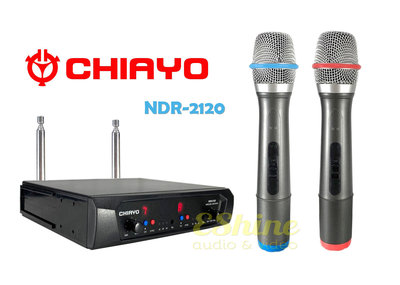 【台灣製造】CHIAYO NDR-2120雙手握VHF雙頻道無線麥克風 (加送海綿套+防滾套+壁掛架)
