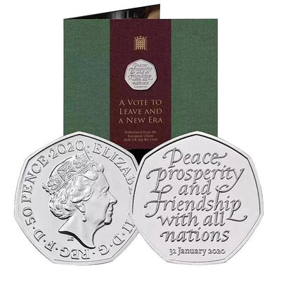 英國脫歐紀念幣 2020年 皇家造幣廠發行 全新品相 紀念幣 紀念鈔