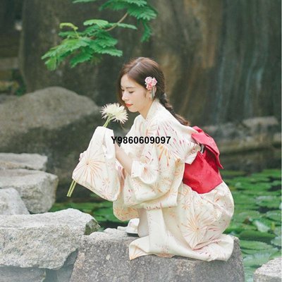 和服女正裝傳統櫻花浴衣日式和風振袖正統神明少女改良和服　日式風格　民族風
