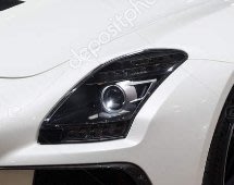~圓夢工廠~ Benz SLS C197 R197 2010~2015 限量版改裝 烤漆亮黑 前燈框鍍鉻飾貼
