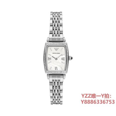 手錶自營Armani阿瑪尼時尚滿天星鑲鉆方盤ins風鋼帶女表正品手表-雙喜生活館