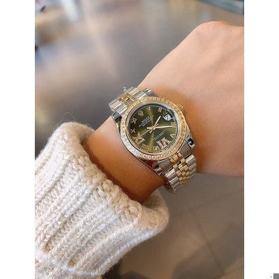 直購#勞力士Rolex日誌系列 綠水鬼精鋼機械錶 瑞士石英錶 高端女士鑲鑽腕錶 經典大氣女款實心手錶 女錶