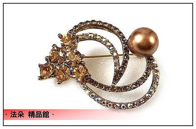 ♛ 法朵 精品館 ♛獨家販售款 ㊣韓國㊣精緻高雅氣質 珍珠水晶鑽造型胸針別針*H893*珠寶捧花材料