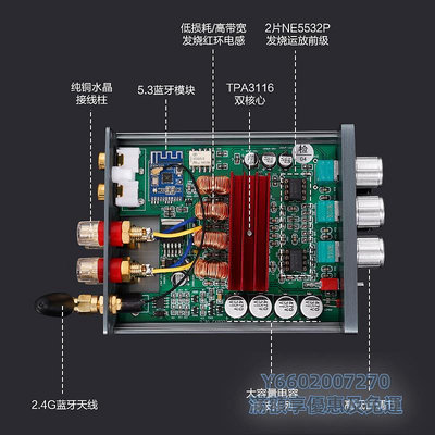 擴大機BL53A TPA3116 2.0數字功放機 家用桌面100W*2紅環電感 5.3