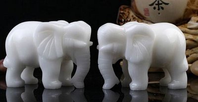 【熱賣精選】一對價 阿富汗白玉像風水擺件一對聚財吸水大象居家風水 大象模型