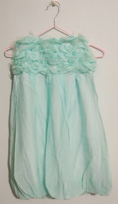 百貨公司專櫃品牌 V_K 海洋藍色浪漫蕾絲造型洋裝 雪紡紗質洋裝