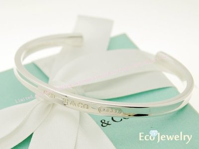 《Eco-jewelry》【Tiffany&amp;Co】經典款 1837窄版開口手環 純銀925手環~專櫃真品 已送洗