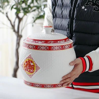 景德鎮陶瓷米缸米桶器皿5L/10/20/25/30斤儲物罐帶蓋箱防潮蟲家用~特價促銷
