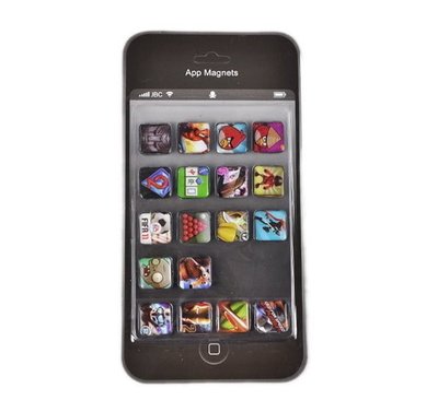 新670巷：iphone APP造型功能圖示按鍵磁鐵冰箱貼18入.【經典遊戲功能下標區】