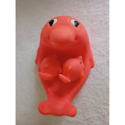 大海豚家族兒童洗澡玩具 寶寶捏響玩具 戲水玩具海豚家族(二手)