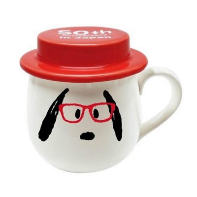 【現貨】【Wendy Kids】日本進口 史努比 SNOOPY 陶瓷馬克杯附帽型蓋 紅色 380ML