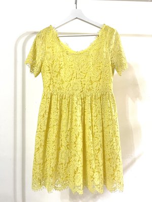 紐約時尚 FLAUNT New York 亮黃色LACE夏日短洋裝