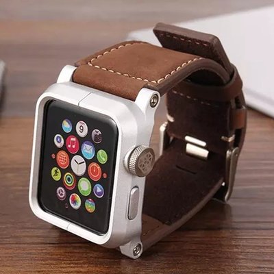 丁丁 Apple Watch series 1 真皮錶帶 鋁合金保護殼 Lunatik 蘋果手錶一代錶帶 38/42mm