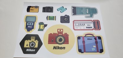 全新 NIKON 照相機 A4 貼紙 每一圖示 每一字樣 皆可輕鬆取下