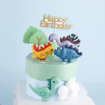 [愛雜貨]現貨 恐龍軟陶擺件 恐龍造型 蛋糕裝飾 生日 蛋糕 擺件 軟陶 恐龍 插牌
