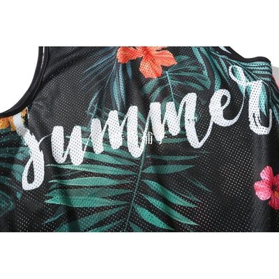 熱銷 現貨CP指爆表夏日沙灘網狀背心男寬鬆植物花卉印花夏威夷海邊度假旅遊無袖體恤-時尚補子