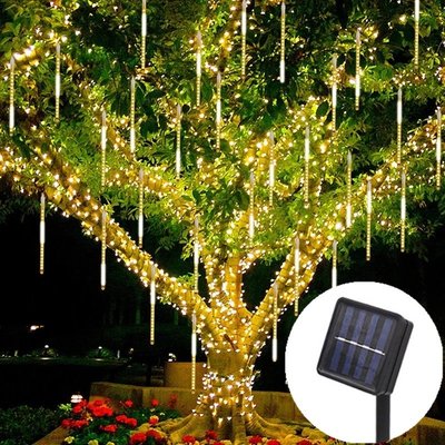 8 管 30cm 50cm 太陽能燈戶外 Led 流星雨雨串燈, 用於花園裝飾防水聖誕樹裝飾-慧友芊家居