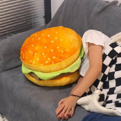 【坐墊 可愛 舒適】【辦公必備】漢堡抱枕坐墊一體兩用睡覺辦公室午睡神器可愛創意卡通搞怪玩偶