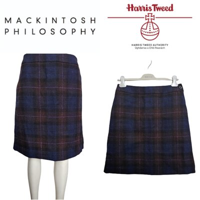 【皮老闆】二手真品 MACKINTOSH PHILOSOPHY X Harris Tweed 裙 中國 製 衣566