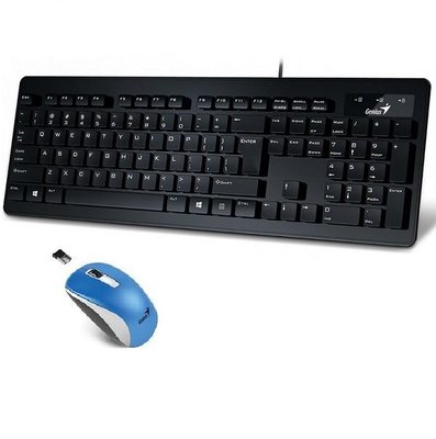 (贈電競鼠墊) Genius SlimStar 130超薄 / USB有線鍵盤 + NX-7010 藍光無線滑鼠超值組合