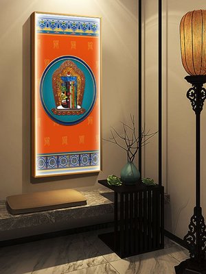 佛像畫 唐卡 佛畫 宗教用品 藏式玄關裝飾畫藏族十相自在掛畫客廳過道佛堂帶燈LED發光的壁畫定製